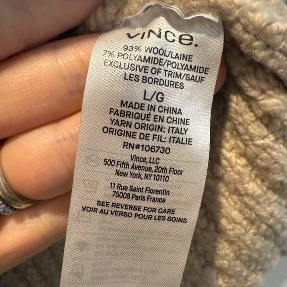 $425 VINCE Bouclé-Knit Wool-Blend Cardigan Sz L - Picture 11 of 12